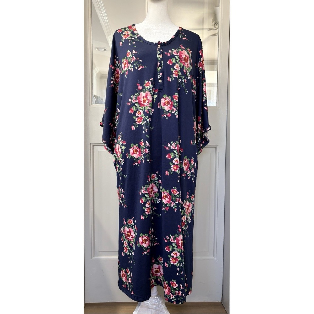 Dwell + Slumber Nightgown Sleep Dress Dark Romantic Floral Sz M/L Lounge Comfy